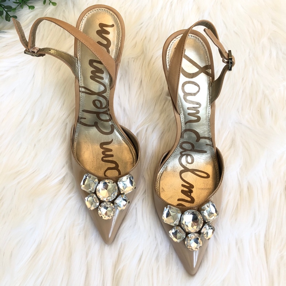 Sam Edelman Pointed Toe Slingback Nude Evening 9.5